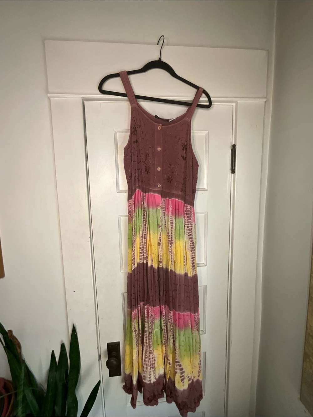 P & R Collection Vintage Embroidered Tie-Dye Maxi Dress